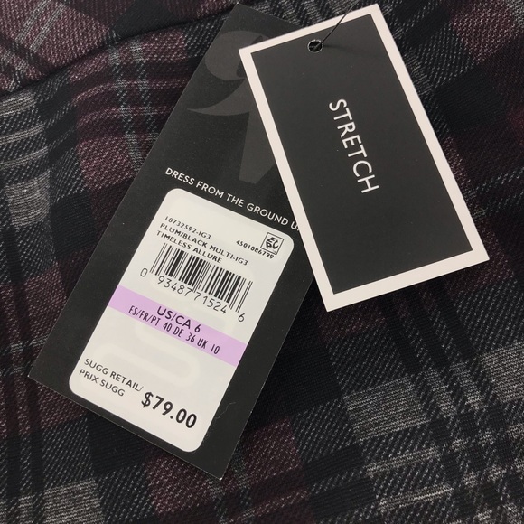 Nine West Plaid Black & Plum Skirt, NWT - Picture 5 of 8